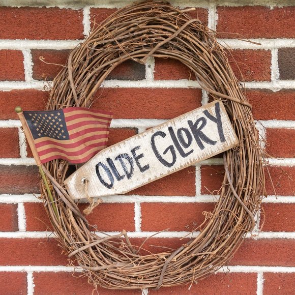 Primitive Rustic County OLD GLORY Flag Hanging Tag America USA 4th of July Decor - Picture 2 of 5
